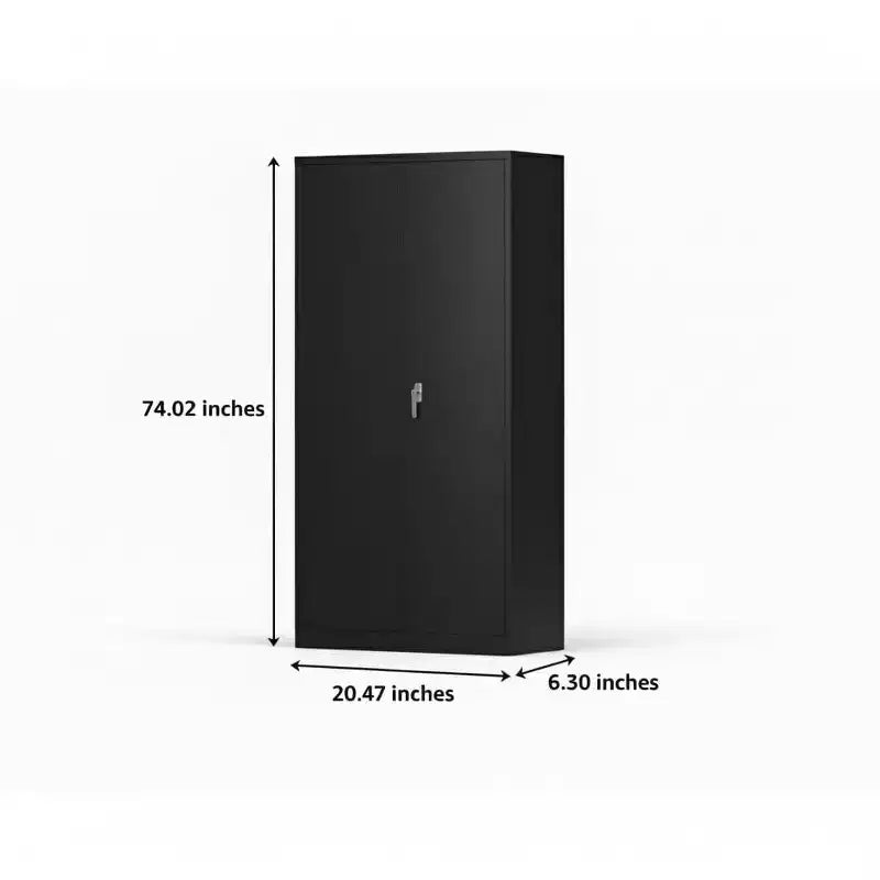Heavy-Duty Steel Wardrobe Storage Cabinet with Locking Door, Adjustable Shelves and Hanging Rod, Black