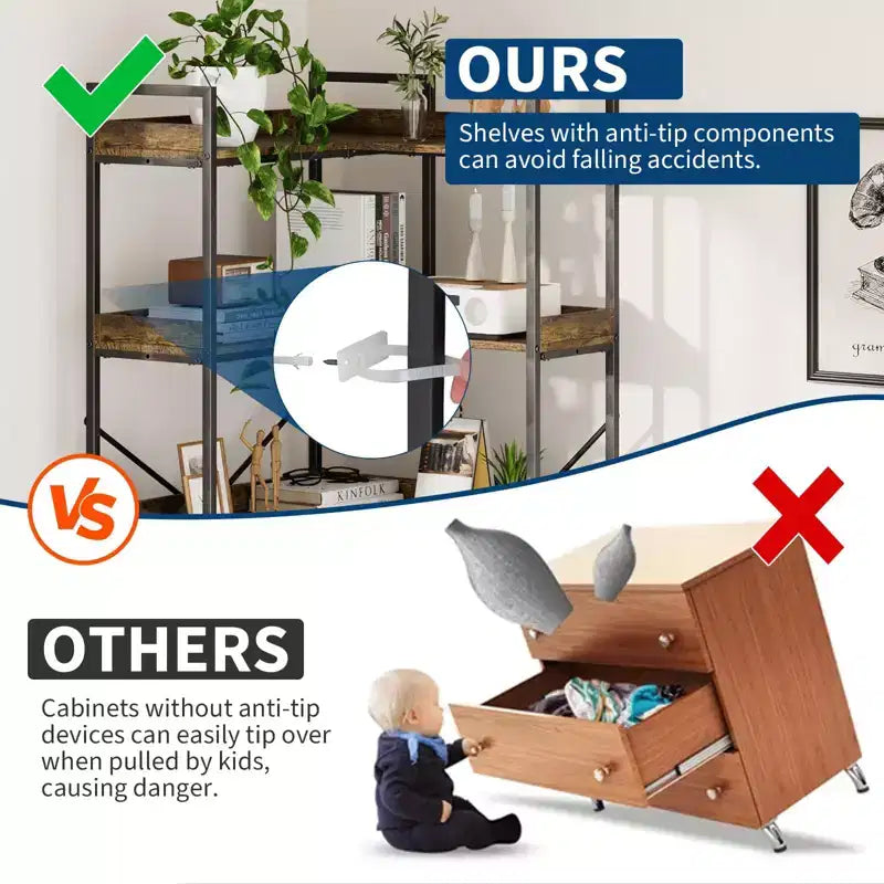 5-Tier Modular Corner Bookshelf with 14 Open Shelves, Steel Frame, 2-in-1 Design
