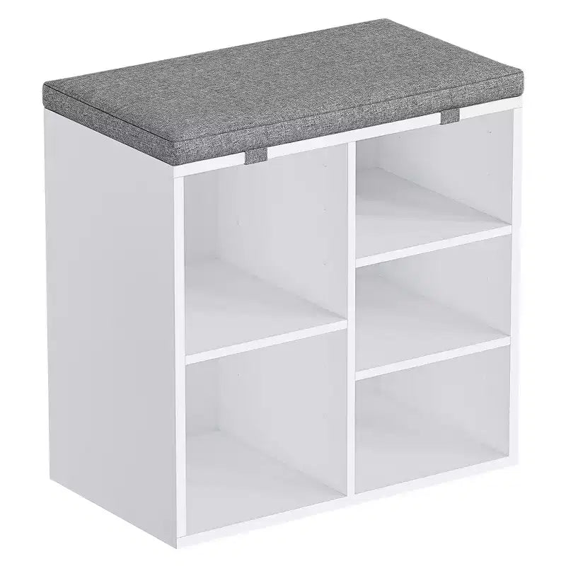 Entryway Shoe Storage Bench with Cushioned Seat and 10 Cubbies, 3-Tier Adjustable Rack