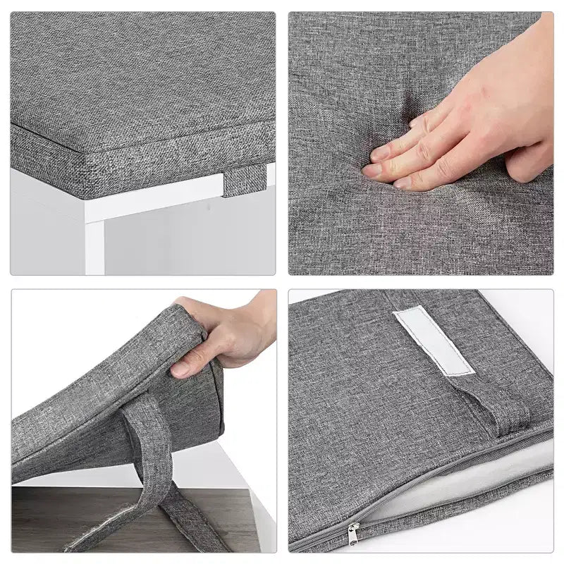 Entryway Shoe Storage Bench with Cushioned Seat and 10 Cubbies, 3-Tier Adjustable Rack