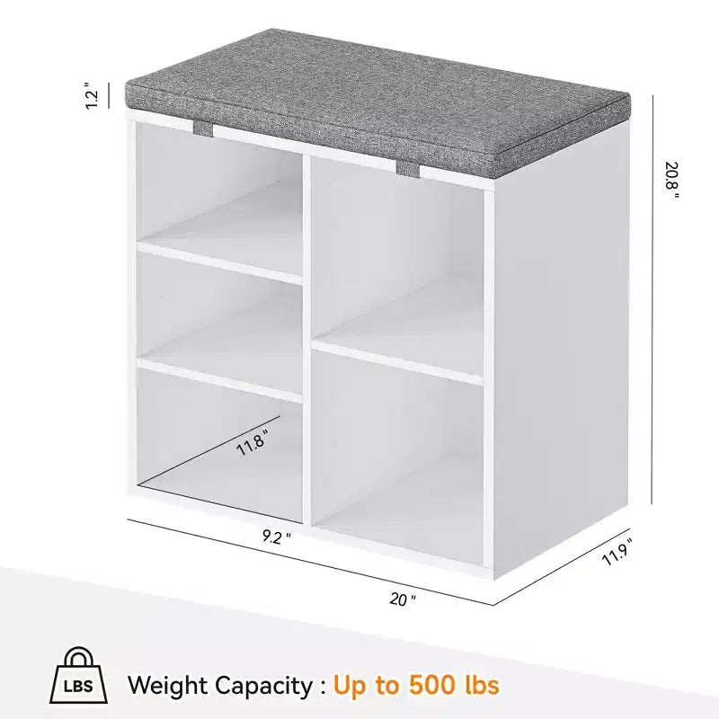 Entryway Shoe Storage Bench with Cushioned Seat and 10 Cubbies, 3-Tier Adjustable Rack