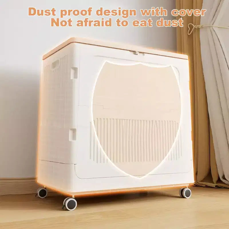 Rolling Laundry Hamper with Lid and Wheels, Collapsible Clothes Basket for Bedroom and Bathroom