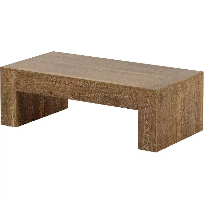 51-Inch Farmhouse Rectangular Coffee Table with Sturdy Pedestal Base, Brown