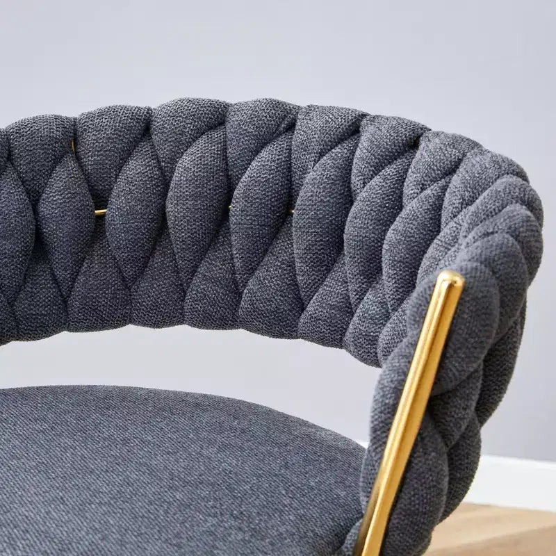 Set of 2 Swivel Bar Stools with Electroplated Metal Frame and Breathable Cotton Linen Cushion