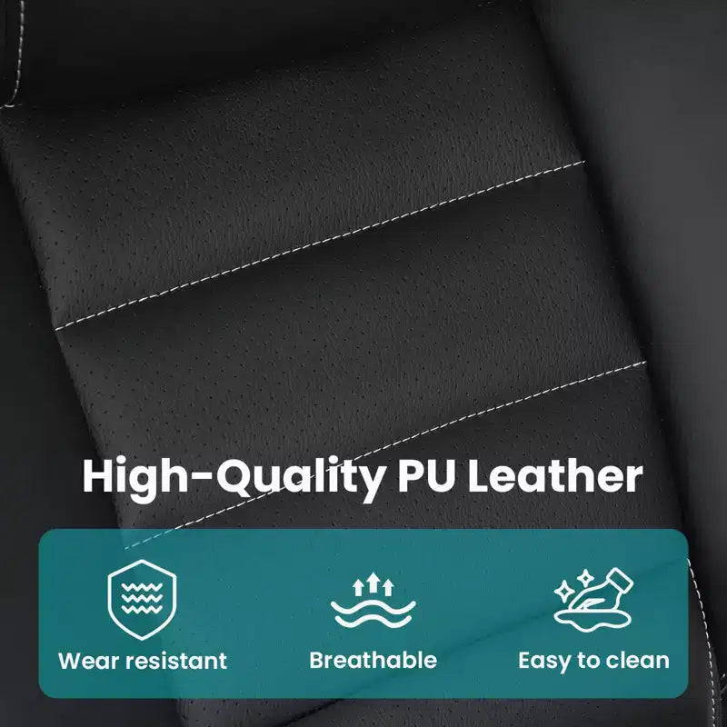 Ergonomic High-Back Leather Office Chair with Adjustable Headrest, Fold-Up Armrests and Lumbar Support