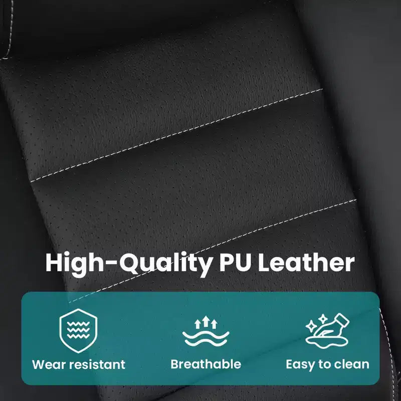 Ergonomic High-Back Leather Office Chair with Adjustable Headrest, Fold-Up Armrests and Lumbar Support