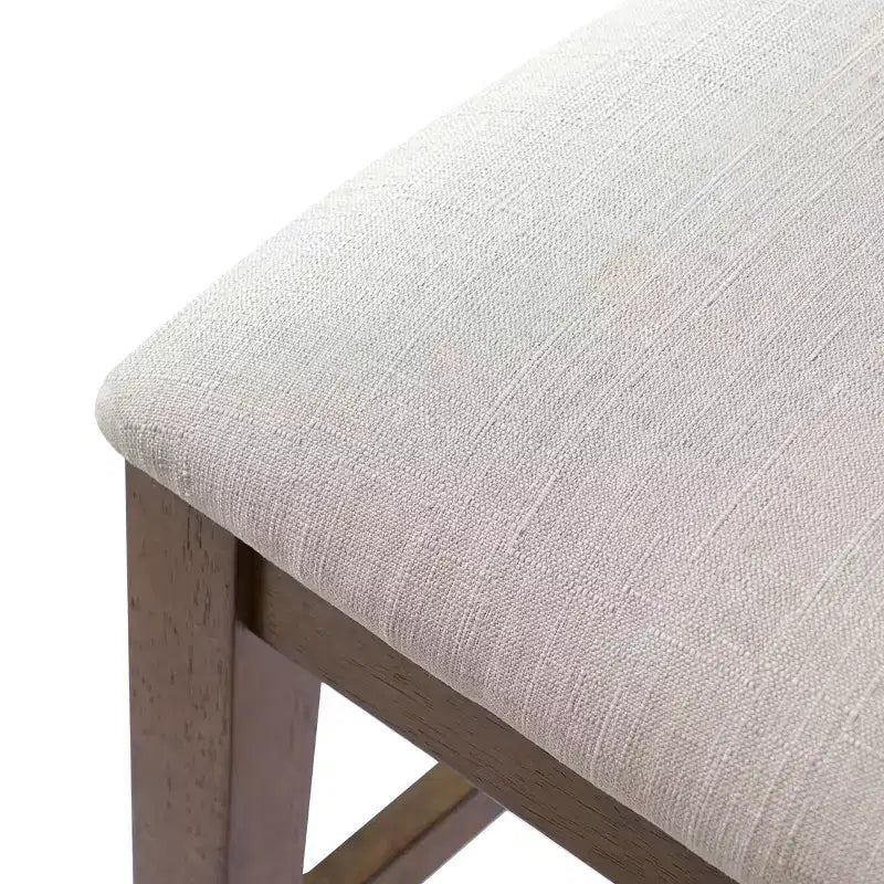 Set of 2 French Country Rattan Counter Stools with Rubberwood Legs, Upholstered Seat