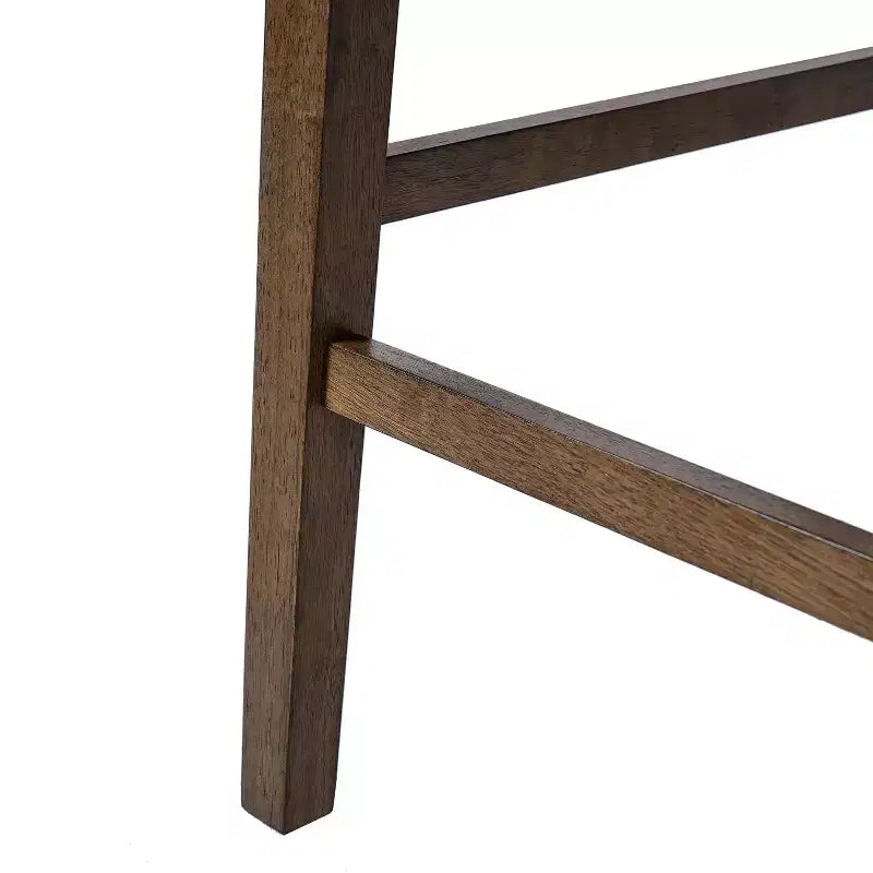 Set of 2 French Country Rattan Counter Stools with Rubberwood Legs, Upholstered Seat