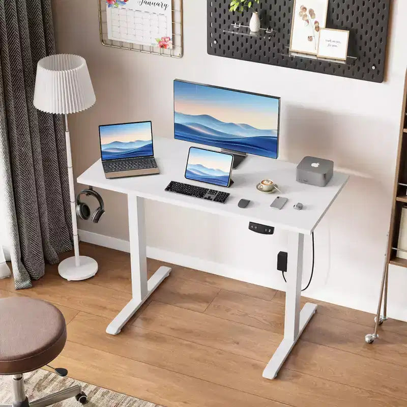 40-Inch Electric Standing Desk with Memory Presets, Height Adjustable Sit-to-Stand, White