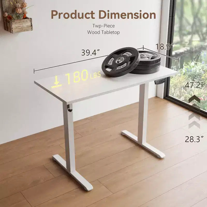 40-Inch Electric Standing Desk with Memory Presets, Height Adjustable Sit-to-Stand, White