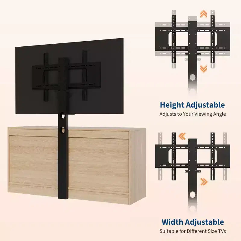 Tv-meubel met beugel voor 32-85 inch tv's, 6-laden rotan ladekast, mediaconsole met royale opbergruimte